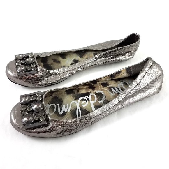 Sam Edelman Caper Metallic Ballet Flats Rhinestone - Picture 1 of 6